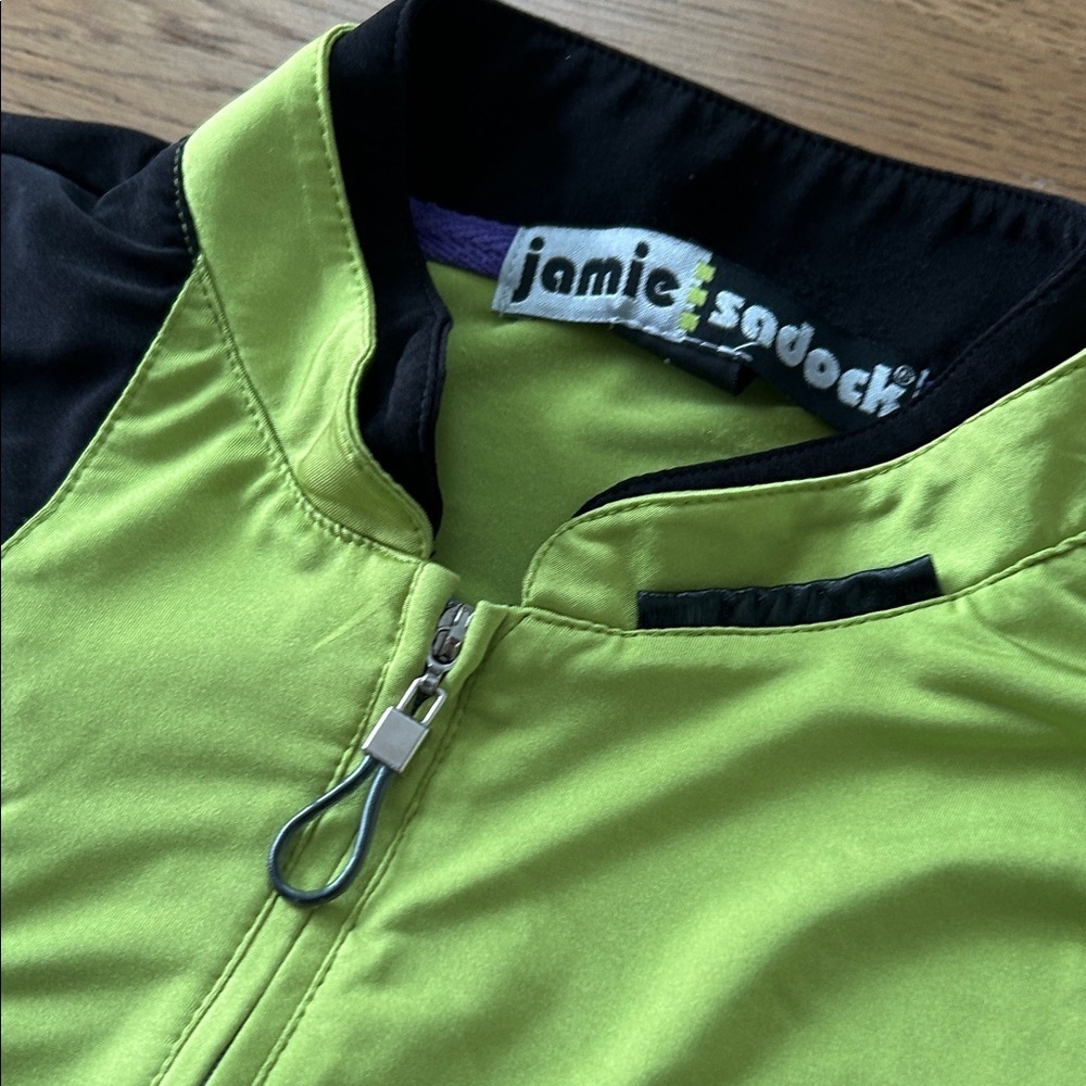 jamie sadock Neon Lime and Black Zip Golf Top